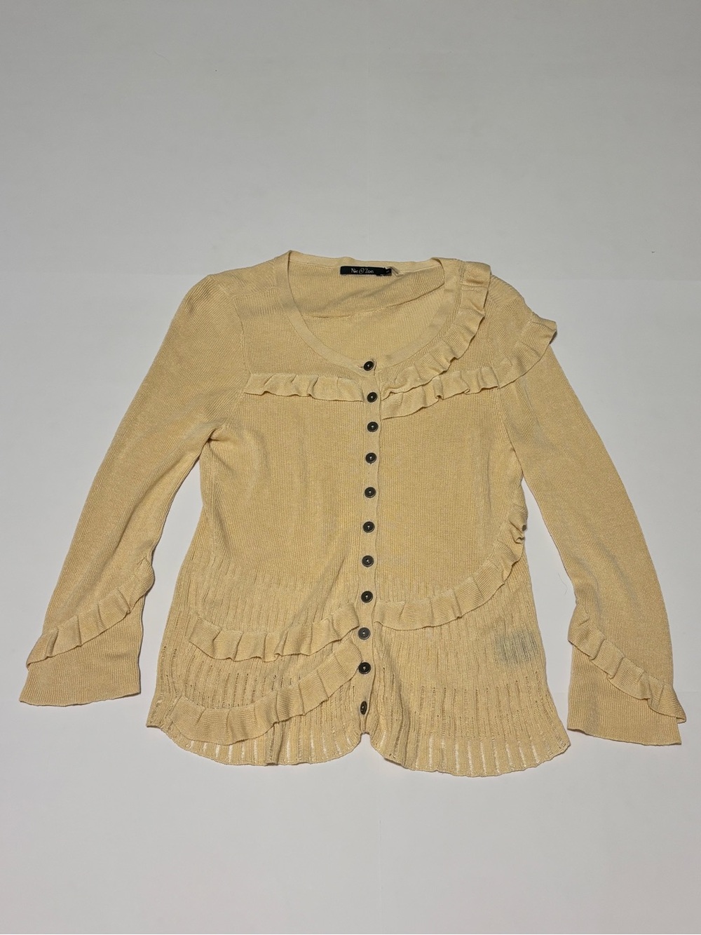 NIC+ZOE Light Yellow Asymmetrical Cardigan Sweater